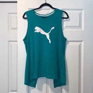 Puma Teal Sleeveless and Open Back Workout Shirt